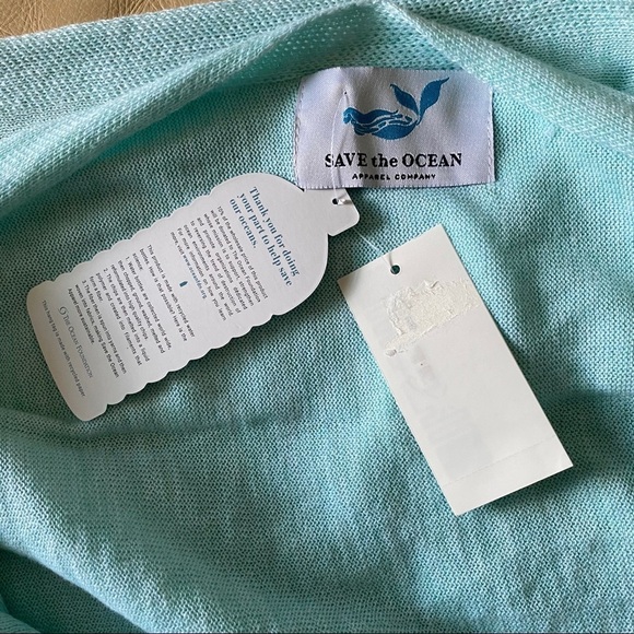 NEW SAVE THE OCEAN Knit Twist Poncho Wrap Light Green - Picture 9 of 15